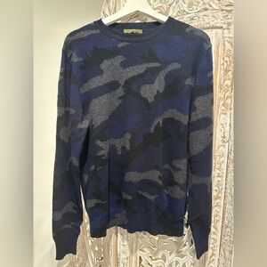Valentino Men's Cashmere Camouflage Crewneck Sweater - Navy and Charcoal
